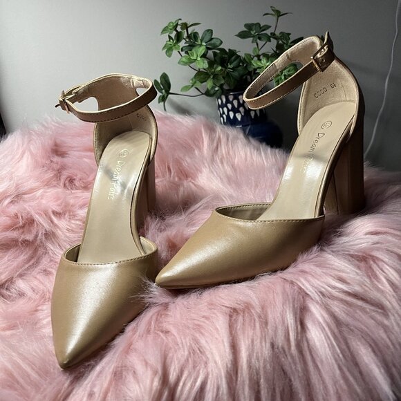 Women's Size 6.5 Closed Toe Pointed Heels with Strap - Picture 1 of 5